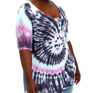 Torrid Super Soft Knits Spiral Tie Dye Tunic Blue Purple Black Size 2